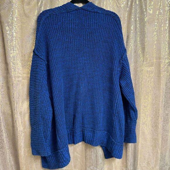 Free People High Hopes Blue Black Chunky Knit Sweater Cardigan Small - Picture 2 of 11